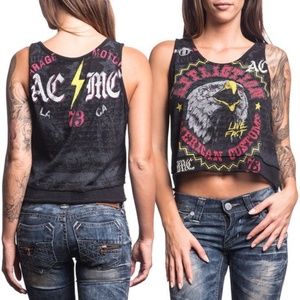 Affliction American Customs Womens Crop Tank Top